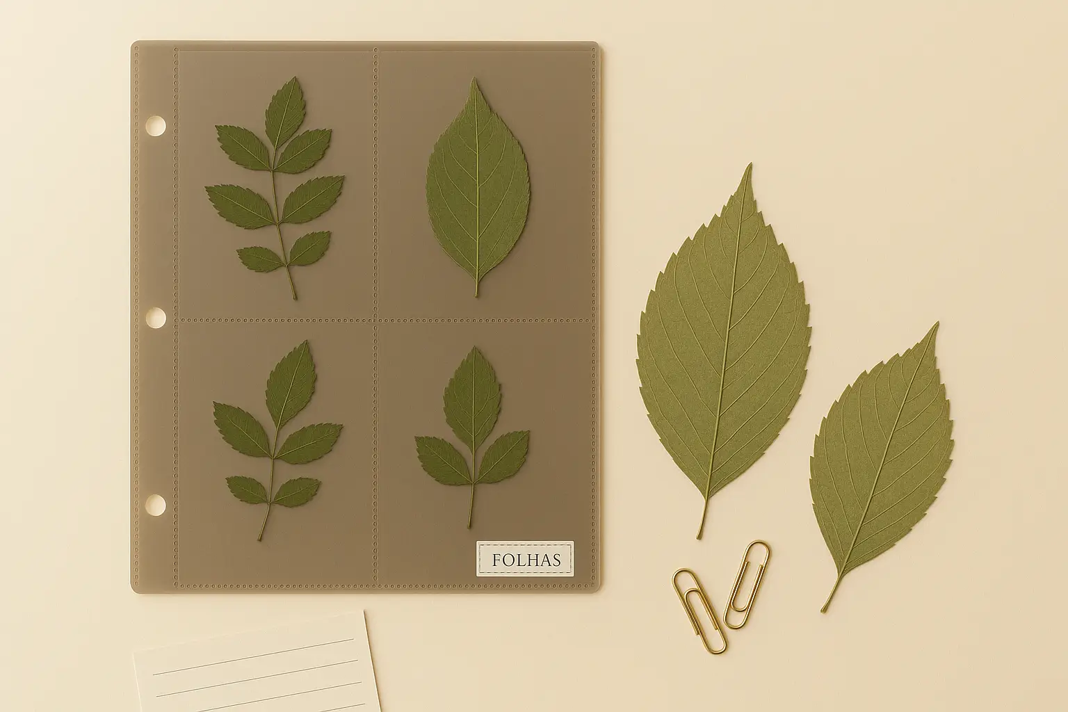 organizar coleção de folhas prensadas em pasta catálogo botânica